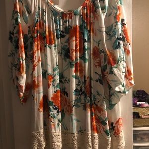 Bobeau floral tunic top